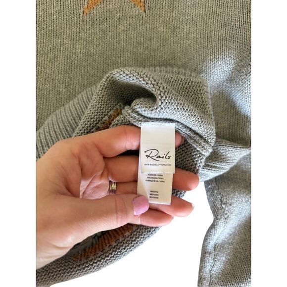 Rails Percy Heather Gray Animal Star Sweater Sz M Cashmere Blend - Picture 8 of 10